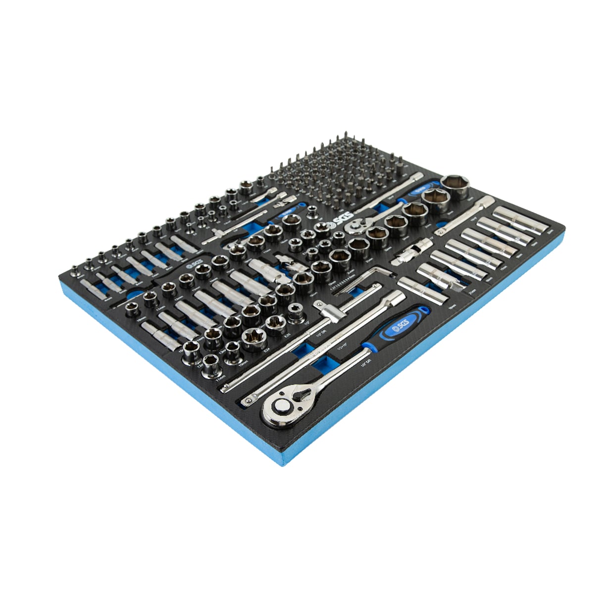 SGS 180pc Socket and Bit Set | 1/4in, 3/8in, 1/2in | Foam Insert